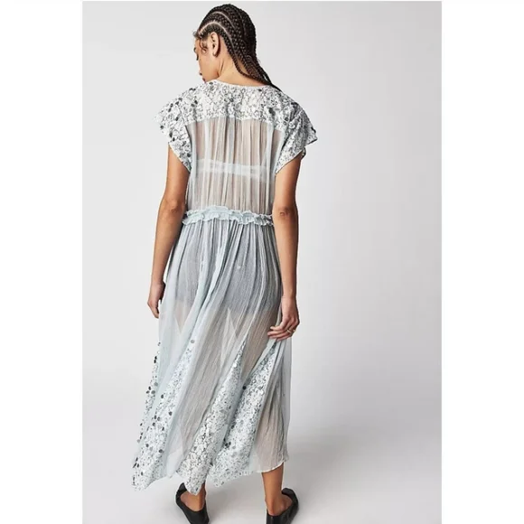 Free People Make A Splash Embellished Maxi Top / Mermaid Combo - Picture 3 of 12